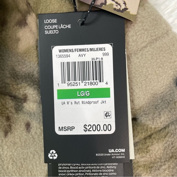 New Under Armour Women's Rut Windproof Jacket UA Barren Camo 1365594-999 - Picture 12 of 13